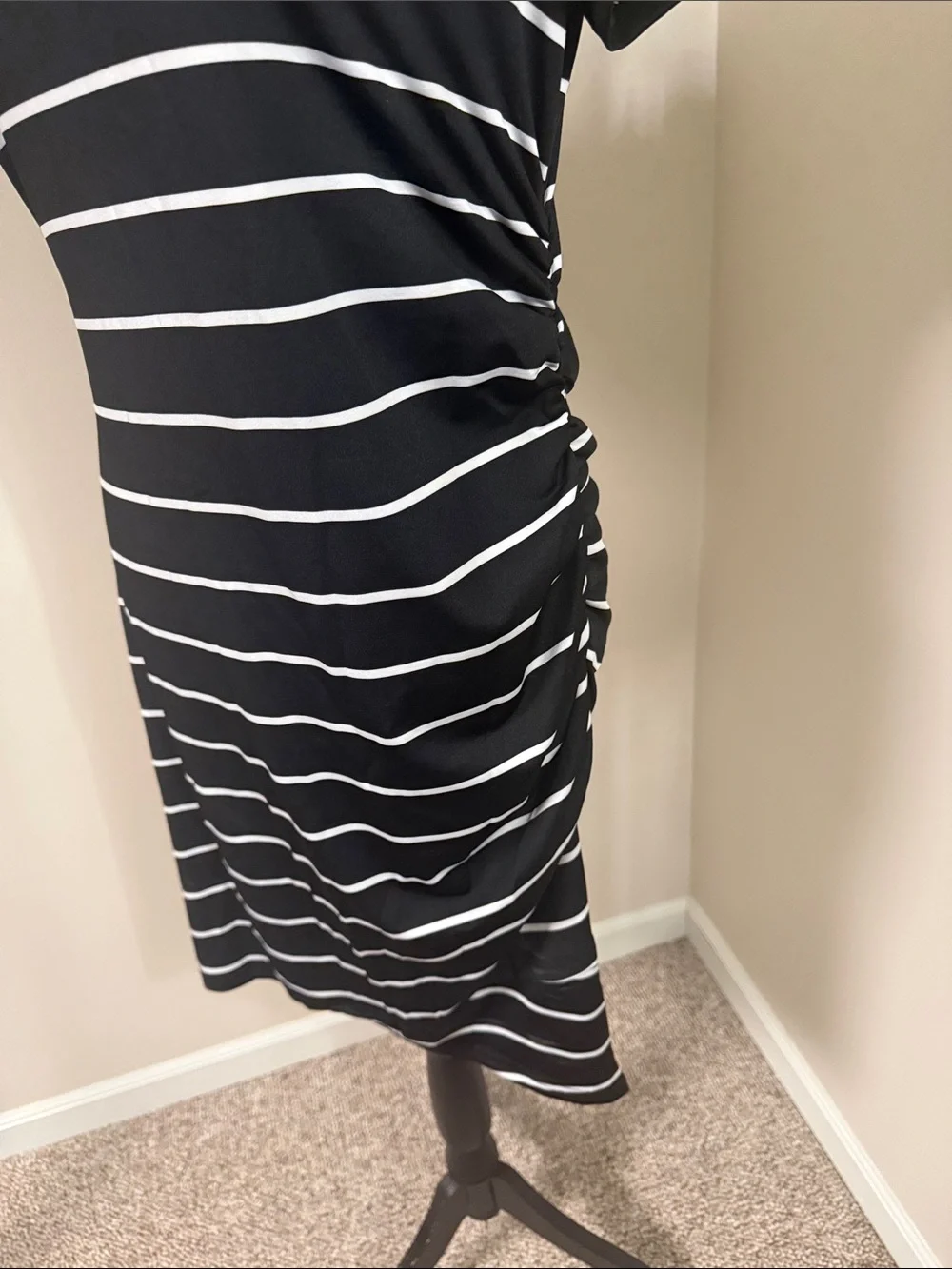 SHEIN Black and White Striped Midi Dress